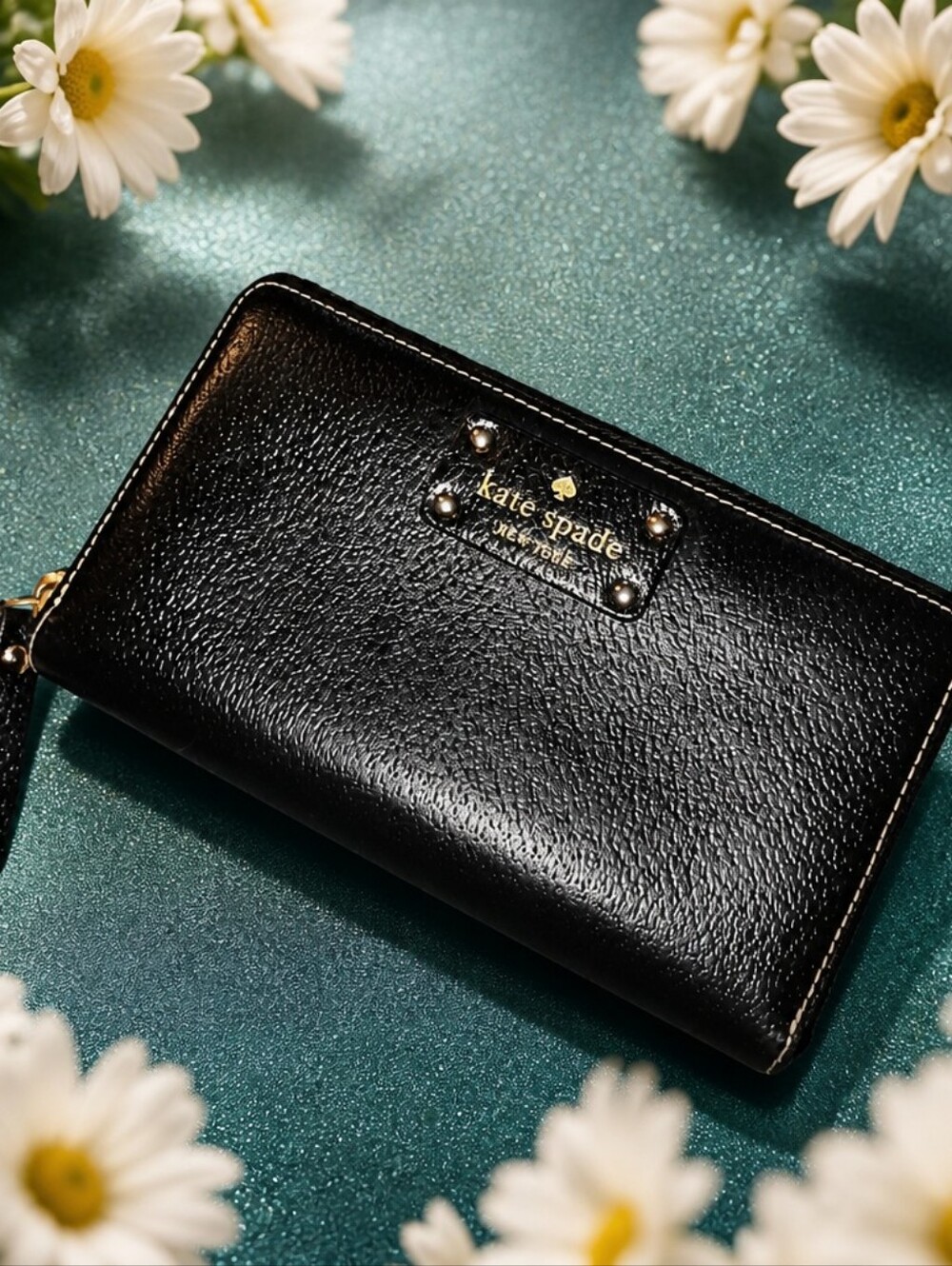 Kate Spade Black Leather Wristlet Wallet